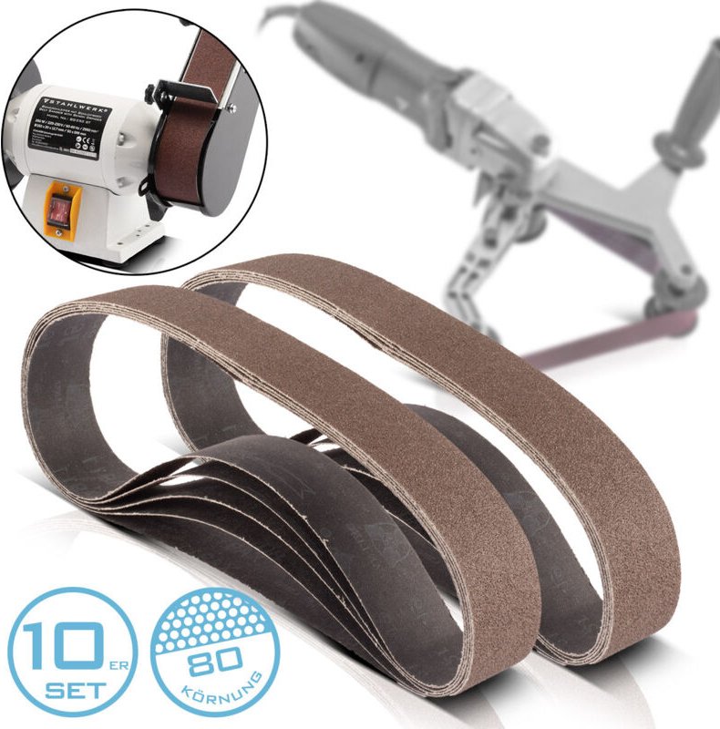 STAHLWERK Schleifband 10er Set mit P80 Körnung 40 x 760 mm