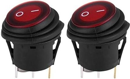Thumbnail - Lntyq - Rotes LED-Licht 12 V/24 v Universal 3-poliger runder EIN-AUS-Wippschalter für Auto/Boot, 2 Stück für Ersatzteile