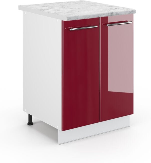 Vicco - Küchenunterschrank Fame-Line, Bordeaux Hochglanz, 60 cm , ap Marmor