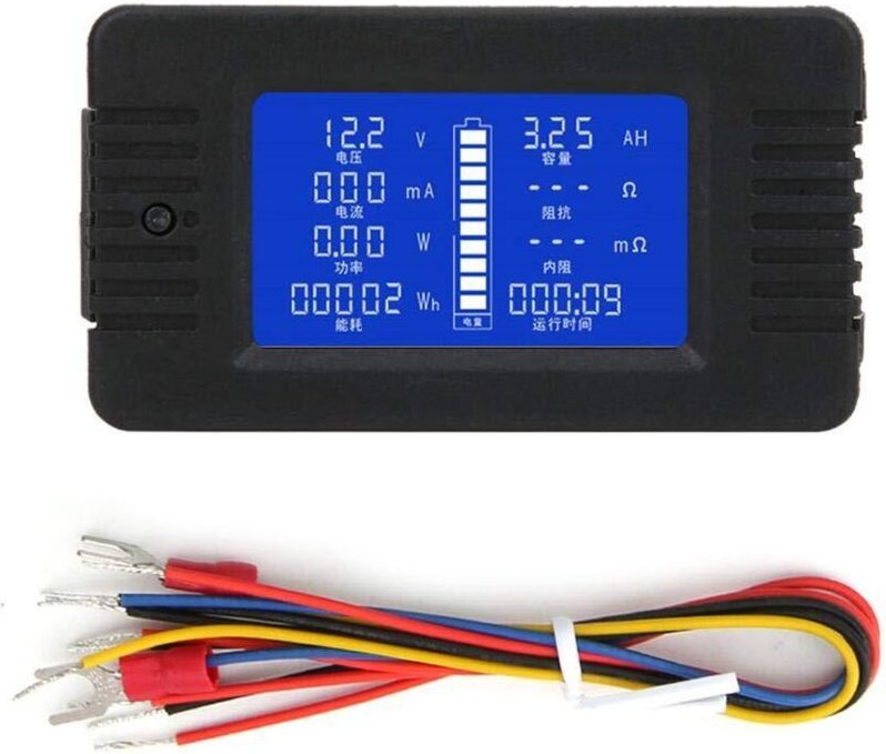 Batteriemonitor, PZEM-015 Multifunktions-LCD-Display Batterietest Strom Spannung Leistung Energie Impedanzprüfer (mit Ka...
