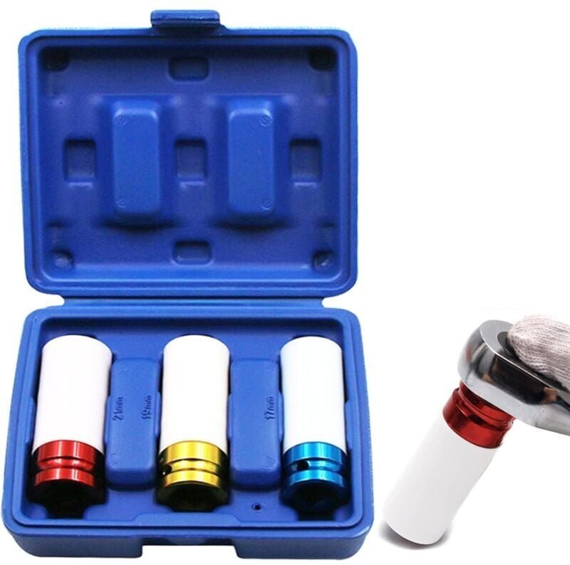Steckschlüsselsatz, Schlagsteckschlüssel für Leichtmetallfelgen, Schraubendreherbit, Reifenhüllenfarbe 17 mm, 19 mm, 21 ...