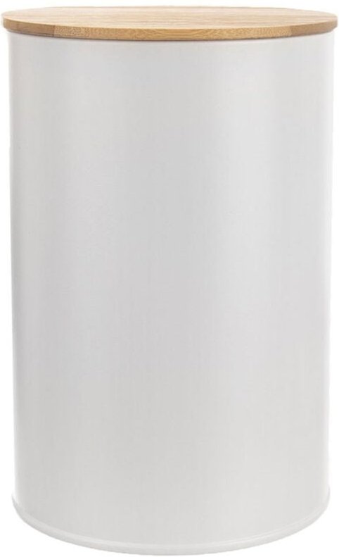 White metal container with bamboo lid for food storage 8