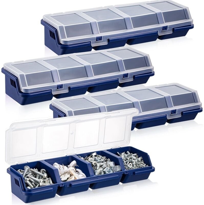 Thumbnail - 4 StüCk Schrauben-Organizer und AufbewahrungsbehäLter mit SchlöSsern, Kunststoff-Hardware-Organizer-Box Fach, Bolzen-Org...