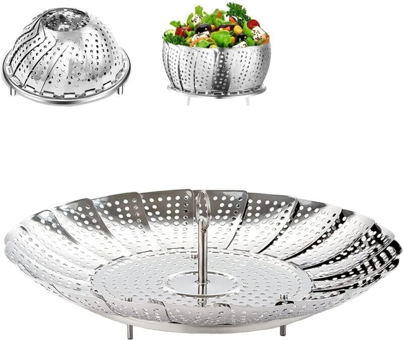 Dampfkorb aus Edelstahl, 9-Zoll-Dampfgarer aus Edelstahl für Schnellkochtöpfe, Dampfkorb, Gänseblümchen-Dampfgarer, falt...