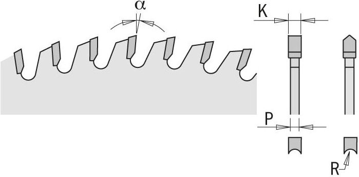287.034.06h Hohlzahn-Kreissägeblatt Hw 160x2.6/1.8x20 Z34 Hdf 10°pos