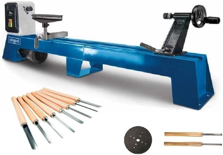 Scheppach - drechselmaschine drechselbank holz 1000MM DM1100T + set 8 hohlbeitel
