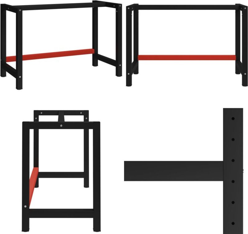 Vidaxl - Werkbankgestell Metall 120x57x79 cm Schwarz und Rot - Tischgestell - Werkbankgestell - Metallgestell - Schwarze...