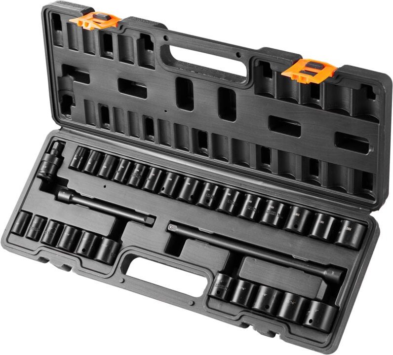 Mophorn - 29-teiliger 3/8-Zoll-Schlagschrauber-Steckschlüsselsatz, sae 3/8-1 Zoll und metrisch 8-22 mm, 6-Punkt-CR-V-Leg...