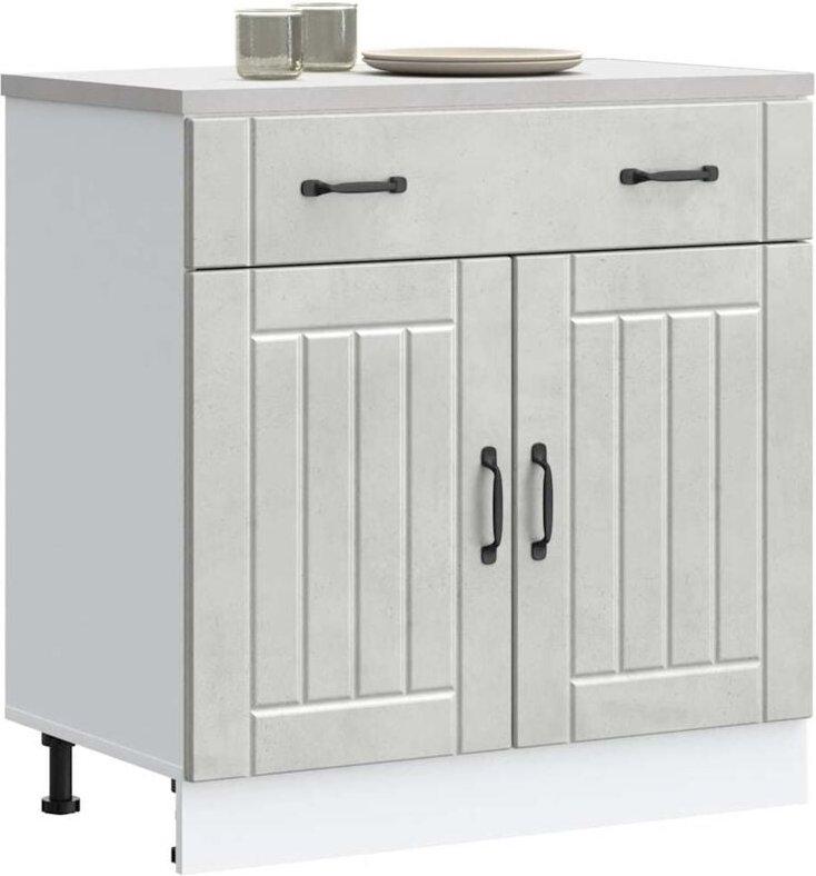 Küchen-Unterschrank Lucca Betongrau Holzwerkstoff - Vidaxl