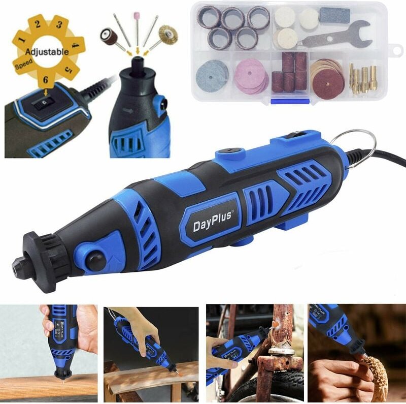 Dayplus - Mini Schleifer Multifunktionswerkzeug 135W Drehwerkzeug mit 80 teiligen Zubehörset & 10000-32000 U/min 6 varia...