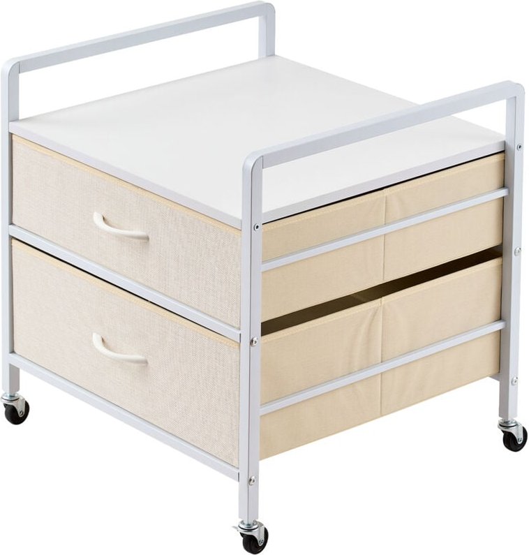 Mophorn Mini-Kühlschrankständer mit Stauraum, 80 kg Tragkraft, Mini-Kühlschranktisch mit 2 Schubladen und 4 Lenkrollen, ...