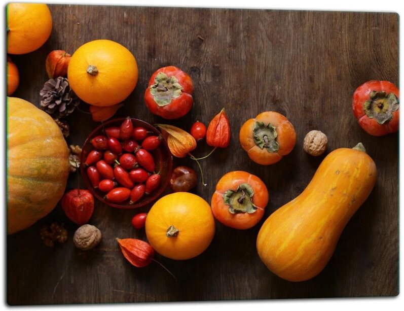 Glasschild Schneidebrett 52x40 Gemüse