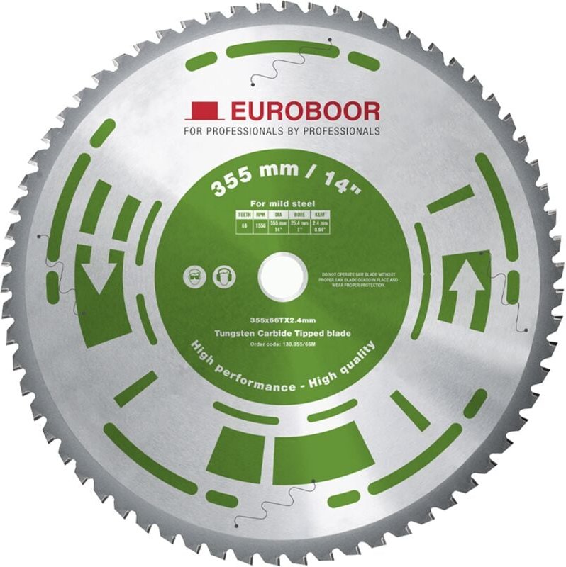 Thumbnail - Euroboor - 130.355/66M Sägeblatt, 355mm, 66 Zähne, für Stahl & Aluminium, kompatibel mit EDC.355/EDC.135 - Schneller und...