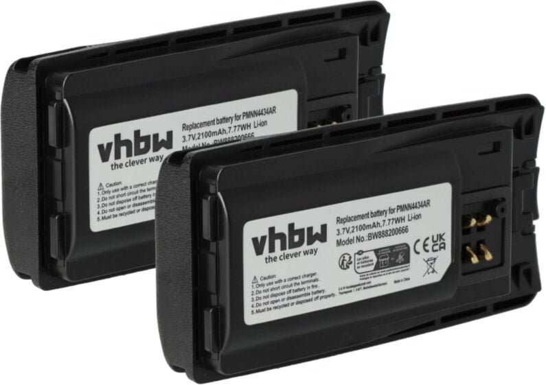 vhbw 2x Akku kompatibel mit Motorola RMU2080d, RMU2080, RMU2040, RMM2050, RMU2050, RMU2043 Funkgerät, Walkie Talkie (210...