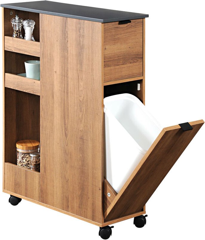 Küchenwagen mit Mülleimer, rustikal Kesper