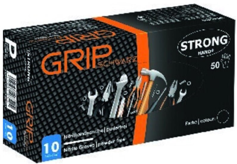 Einweghandschuh Grip,Nitril,ungepudert, schwarz,Gr.11, Box=50 Stück