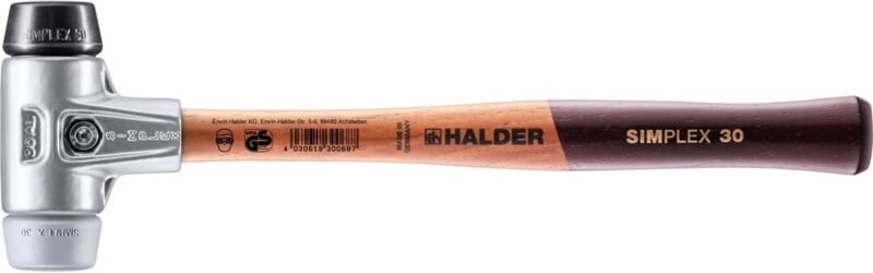 SIMPLEX-Schonhammer, Gummikomposition / TPE-mid mit Aluminiumgehäuse und hochwertigem Holzstiel D=30 mm 3123.030