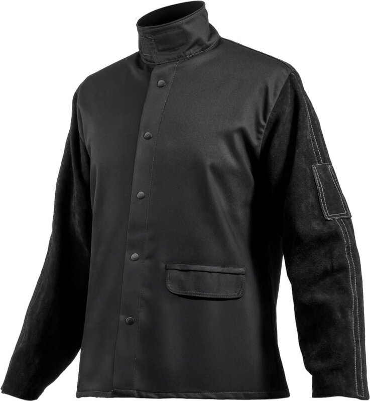 Thumbnail - VEVOR Flammhemmende Schweißerjacke, Ärmel aus Rindspaltleder, Hauptteil aus flammhemmender reiner Baumwolle, hitzebestän...