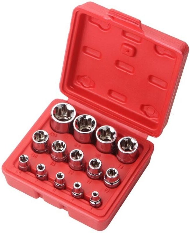 Lot de 14 douilles femelles E-Torx en forme d'étoile 1/4', 3/8', 1/2', ensemble de douilles dynamométriques extérieures ...