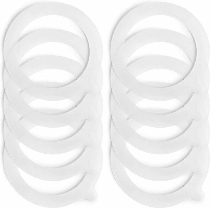 10 Packung mit 10 Ersatz-Dichtungsringen aus (weißem) Silikon für Einmachgläser 69 x 94 mm