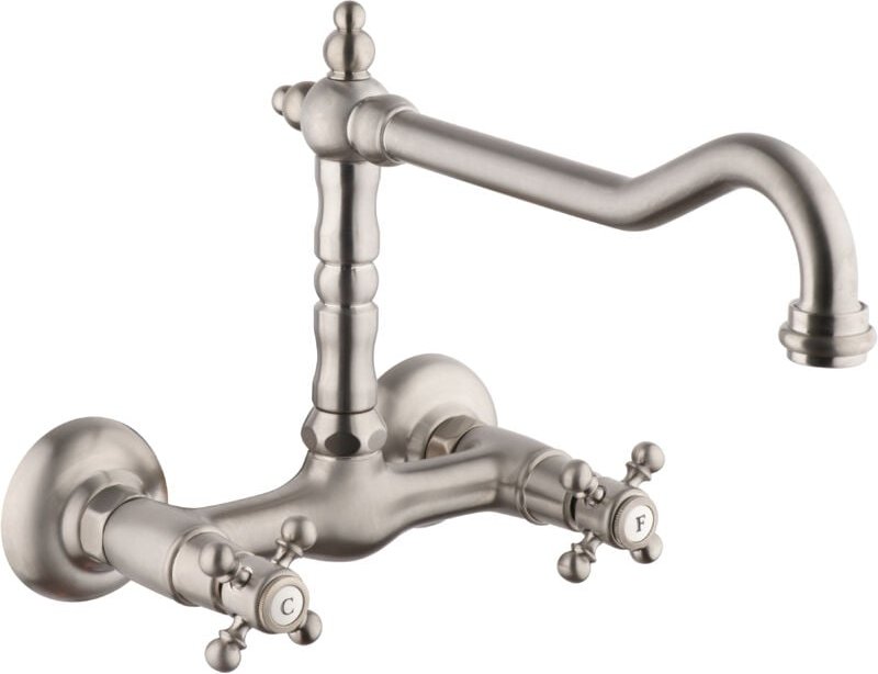 Wandwaschbeckenmischer Bec Style PVD Grau gebürsteter Stahl