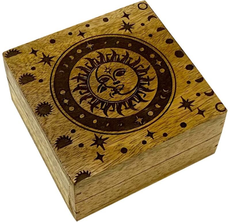 Signes Grimalt - Kleine dekorative Box mit Sonne und Mond, ideal zur Aufbewahrung, einzigartiges Geschenk, Bohème-Stil, ...