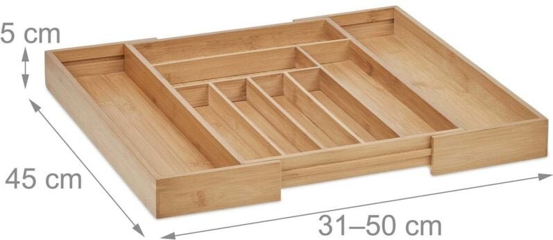 Besteckkasten aus Bambus, verstellbarer Schubladen-Organizer