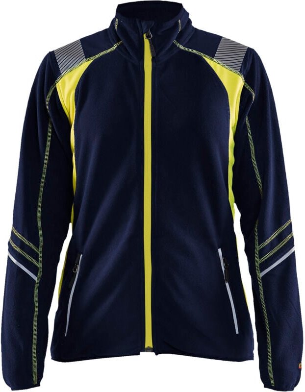 Arbeitsjacke aus Mikropolar mit fluoreszierenden Details Damen 4973 – Marine/Gelbflo M