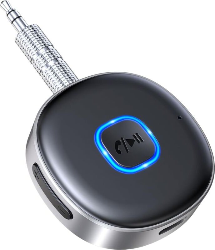 Bluetooth 5.3 Autoempfänger, AUX 3,5-mm-Klinkenadapter, Freisprecheinrichtung und Dual-Verbindung, 16 Stunden Akkulaufze...
