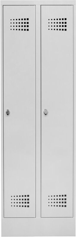 STIER Garderobenspind Premium mit Sockel 2 Abteile Drehriegel lichtgrau