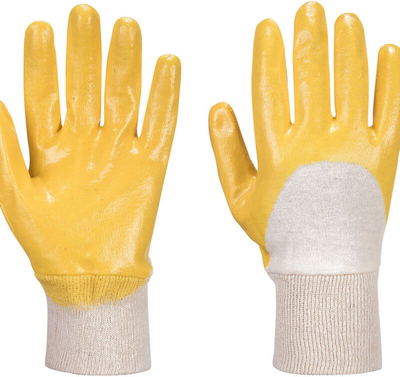 Nitrilhandschuhe mit belüftetem Handrücken, gestrickt, Gelb, XL – Größe 10