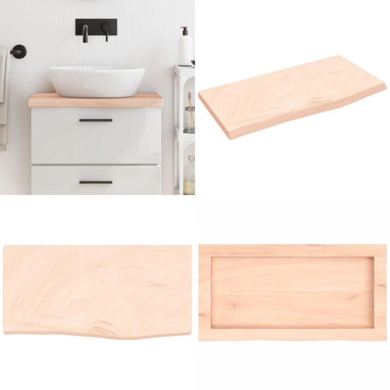 Waschtischplatte 60x30x(2-4) cm Massivholz Unbehandelt - Eiche Platte - Holz Waschttischplatte - Waschbeckenunterrüstung...