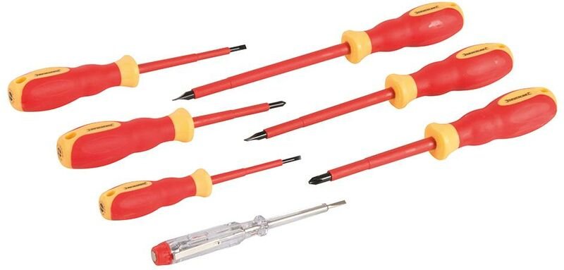 Silverline - VDE-Elektriker-Schraubendreher mit Weichgriff, 7-tlg. Satz 7-tlg.