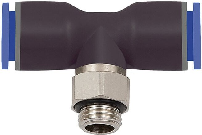 Riegler T-Steckverschraubung »Blaue Serie«, drehbar, g 1/4 außen ø 4 mm