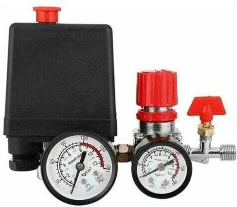 Luftkompressor-Druckschalter, Ventilschalter, Luftkompressor mit Regler-Manometer (Kunststoff-Manometer)