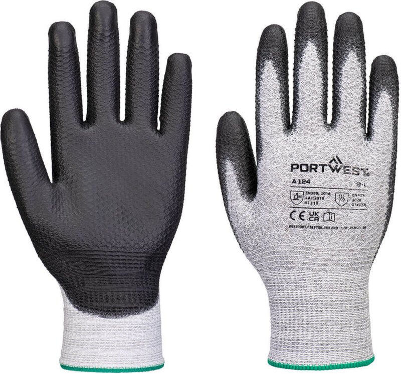 Thumbnail - Pack mit 12 Paar Grip 13 PU Diamond Strickhandschuhe Grau/Schwarz S - Größe 7