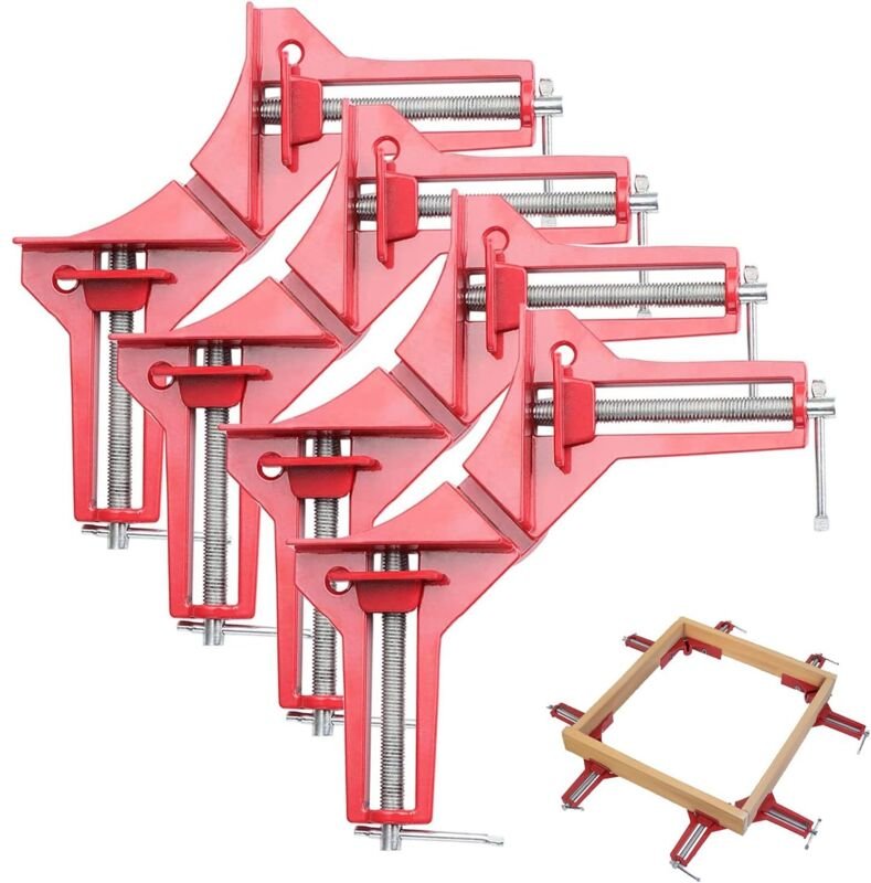 4 Stück 90-Grad-Winkelklemmen, verstellbare Eckklemmen für die Holzbearbeitung, für mehrere Bilderrahmen, Keile, Zimmere...