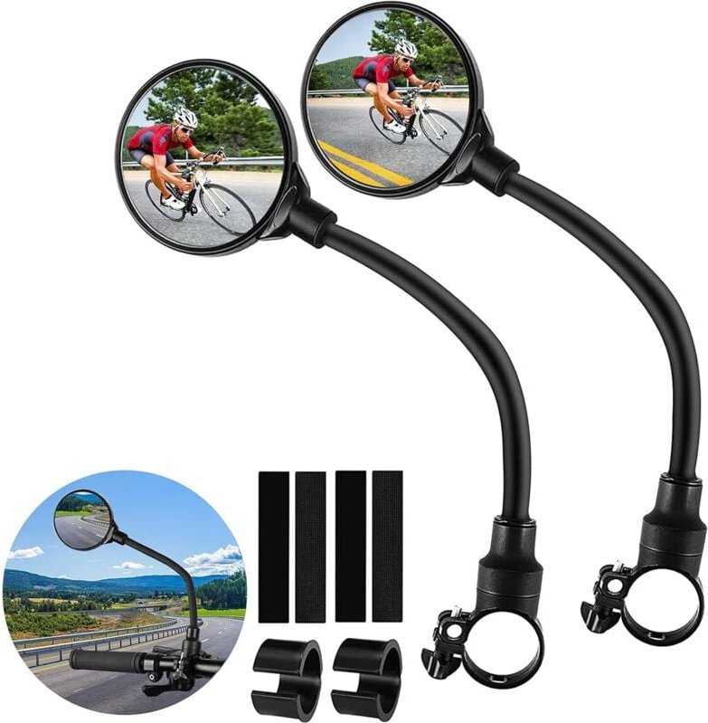 Thumbnail - 2er-Pack Fahrradlenker-Rückspiegel, 360° verstellbare Fahrradlenkerspiegel, Elektroroller-Rückspiegel, Spiegelrahmen für...