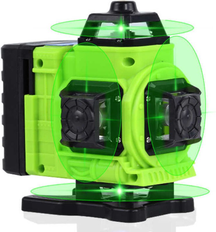 16 Linien Grünes Licht Multifunktions-Laserebene, 3° Selbstnivellierung, Wiederaufladbarer Akku, Omnidirektionales Nivel...