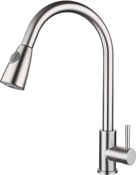 Odipie - Küchenarmatur mit ausziehbarer Brause, Küchenmischbatterie aus gebürstetem Edelstahl, 360° drehbar, Küchenspüla...