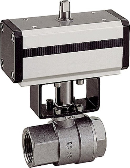 Edelstahlkugelhahn, pneumat. Stellantrieb, doppeltwirkend, Rp 1 - Riegler