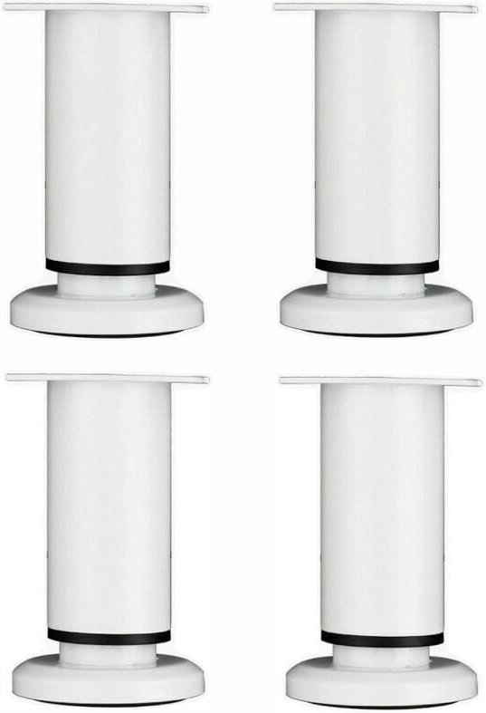 4 Stücke Verstellbare Möbelbeine 12cm Weiß Runde Metall Tischbein für Sofa Schrank Bett mit Schrauben mumu
