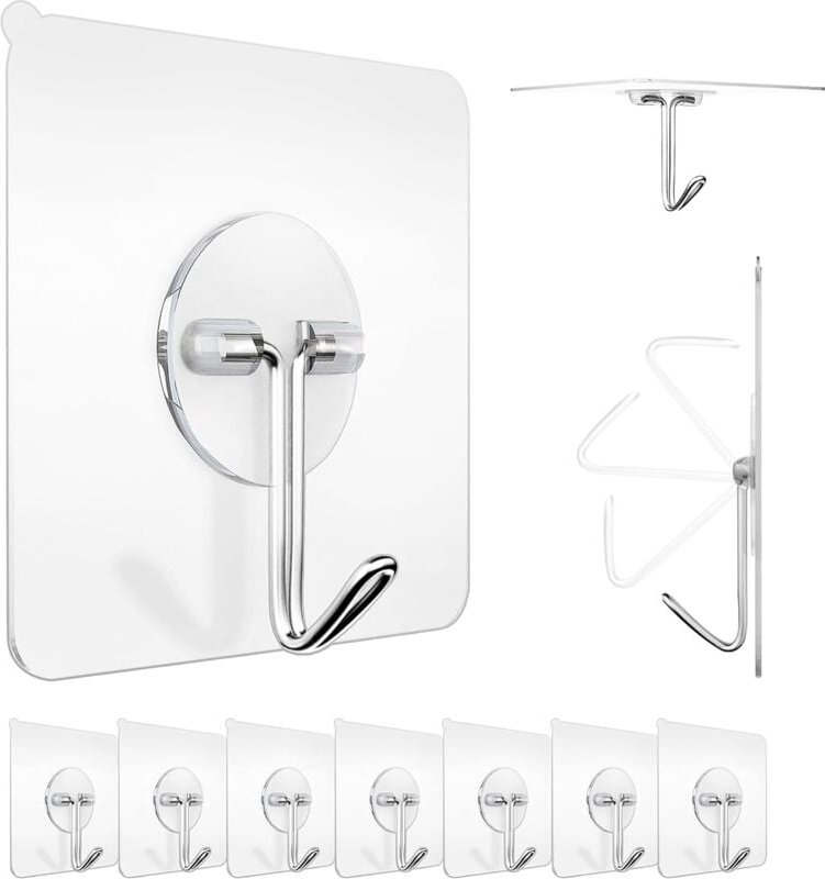Selbstklebender Wandhaken, 10 Stück, 6 x 6 cm – Wandhaken aus Edelstahl für Zuhause, Küche, Badezimmer – maximale Belast...