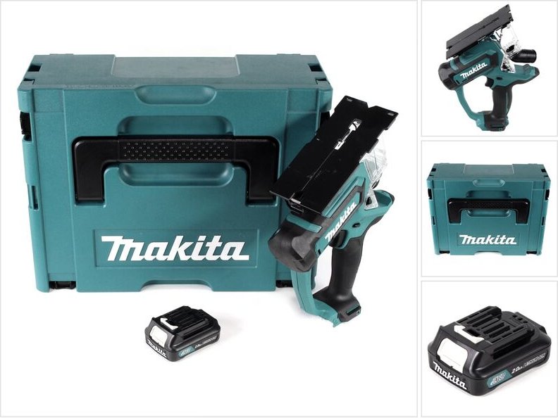 Makita SD 100 DA1J 10,8 V Akku Gipskartonsäge Trockenbausäge im Makpac + 1 x 2,0 Ah Akku - ohne Ladegerät