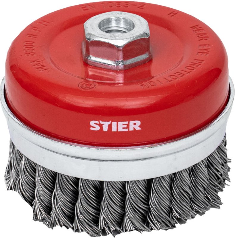 Topfbürste Stahl, gezopfter Draht, für Winkelschleifer, ø 100 mm, M14, Drahtstärke 0,8 mm, Drahtbürste-flex, Winkelschle...