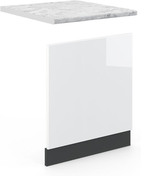 Frontblende Fame-Line, Weiß Hochglanz, 60 cm , AP Marmor, Vicco