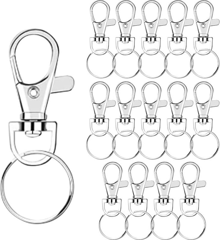 Thumbnail - 30 Stück Schlüsselringe, Drehkarabiner, Schlüsselringclip, Karabinerverschluss, Metallschlüsselbund, DIY-Zubehör für Sch...