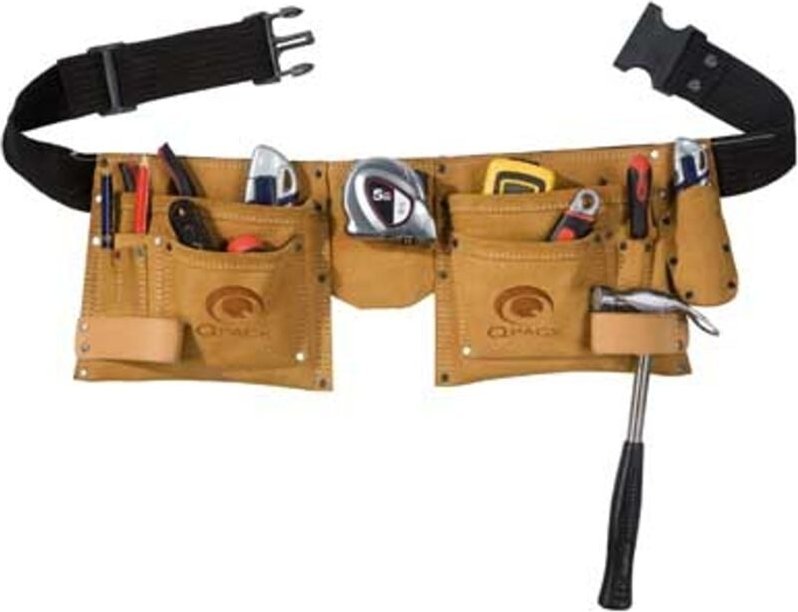 Toolvizion qp Werkzeuggürtel mit 2 Veloursleder-Taschen, inkl. Gürtel