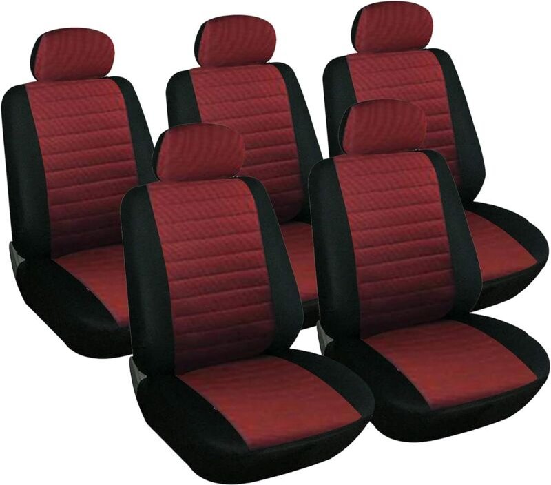 5er Set Sitzbezug Einzelbezug für van Schwarz-Rot - Woltu
