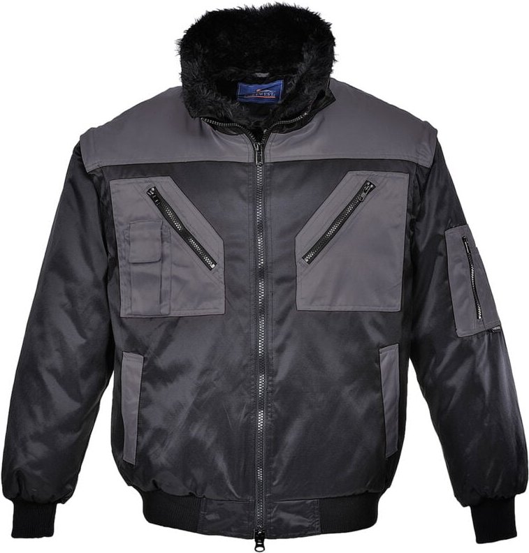 Pilotenjacke zweifarbig Schwarz/Grau XL